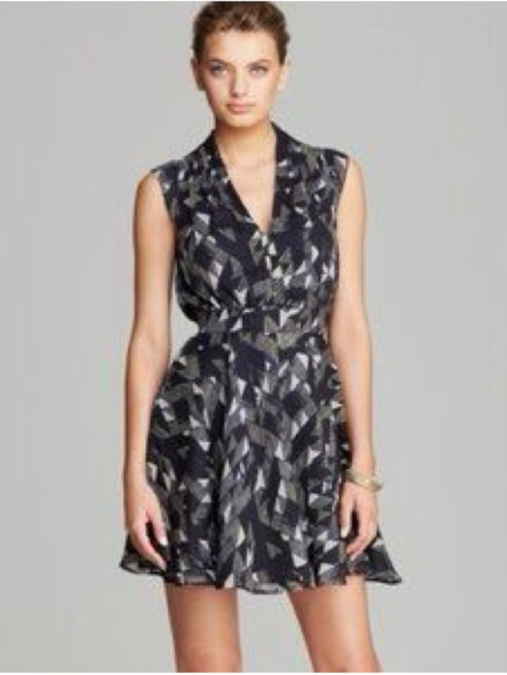 French Connection Sleeveless Geometric Fit-and-Flare Dress Size 2